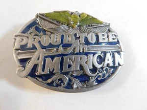 1985 SISKIYOU PROUD TO BE AN AMERICAN ENAMEL BELT BUCKLE NOS EAGLE LOGO - Picture 1 of 2