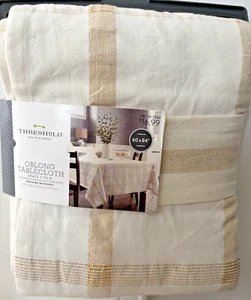 NWT Threshold Cotton Cream/Gold Plaid Tablecloth 60”x84” - Picture 1 of 4