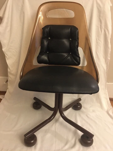 Vintage MCM 1970s Chair Acrylic Unique PSP Quilted Leather Wooden Ball Legs Rare Cover