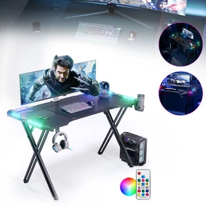 PC Escritorio Mesa Gaming con LED RGB 120/140/160 cm Ergonómico Negro DE - Imagen 1 de 17