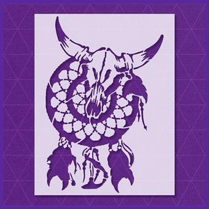 Animal Skull Dreamcatcher Stencil – Gothic, Tribal, Native, Boho, Rustic Art - Picture 1 of 5
