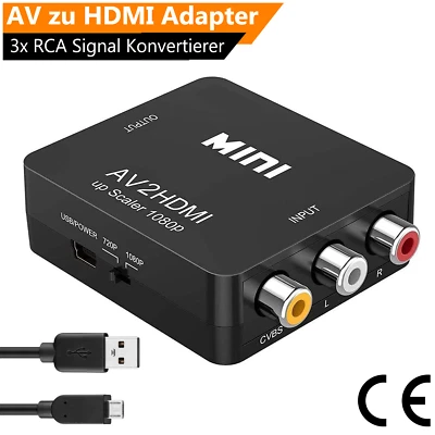 AV zu HDMI Konverter PAL/NTSC Video Audio HD VHS TV 3x RCA CVBS HDMI OUT Adapter - Bild 1 von 4