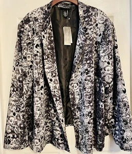 NEW NWT Maggie Barnes Grey Black Animal Open Long Sleeve Evening Jacket 4X 30/32 - Picture 1 of 1