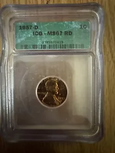 1957 D Lincoln Wheat Cent Penny Coin ICG MS67 RED RD Classic Case *Rare* - Picture 1 of 12