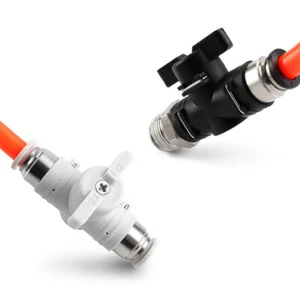 Pneumatic Control Ball Valve Hose Tube Inline Push Fit Connector Air Line 4-12mm - Picture 1 of 31