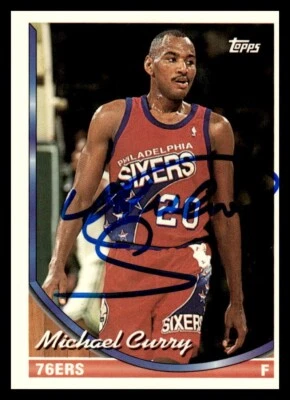 Michael Curry 1993-94 Topps #286 Philadelphia 76ers RC IP Auto Basketball Card - Image 1 of 2