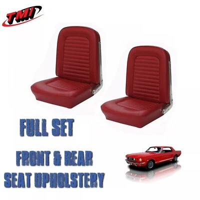 Seat Cover Upholstery F/R Bright Red Sierra Vinyl for 1966 Ford Mustang - Image 1 of 4