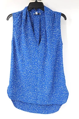 Blusa plisada Equipment Femme Top para mujer XS azul estampada sin mangas cuello en V Foto 1 de 4