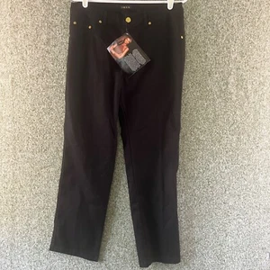 IMAN Jeans Womens Medium Short Black Straight Leg Stretch Chic Casual NWT - Picture 1 of 8
