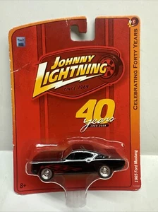 Johnny Lightning 40 Years 1965 Ford Mustang Black with Red Flames - Picture 1 of 3