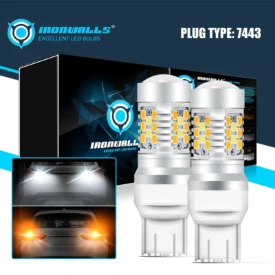 2x 7443 Amber White LED Front Turn Signal Light Bulbs for Toyota Camry 2012-2021 - Image 1 of 4