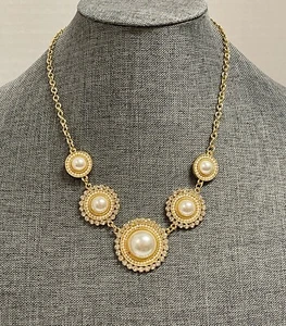 Charming Charlie Signed Rhinestone and Pearl Necklace Choker Vintage - Picture 1 of 3