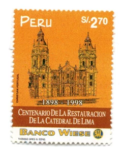 Lima Cathedral 1st. centenary Restoration, S/. 2.70, Perú 1998, accept offers - Picture 1 of 1