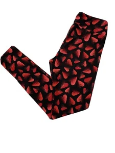 Leggings LuLaRoe - Poco Usados - OS Talla Única - Negros con Corazones Rojos - Imagen 1 de 4