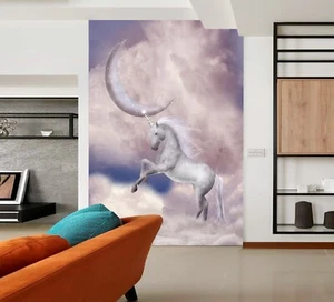 Papel pintado 3D luna unicornio Q8401 mural fotomural autoadhesivo Kay - Imagen 1 de 11