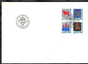 SWEDEN 1982 FIRST DAY COVER - PROVINCIAL ARMS + INSERT - Picture 1 of 3