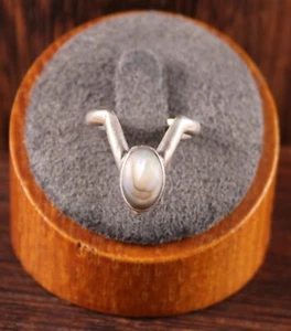 Vintage Abalone Wishbone V-förmiger Ring Sterlingsilber Größe 5 Made in Mexico - Bild 1 von 5