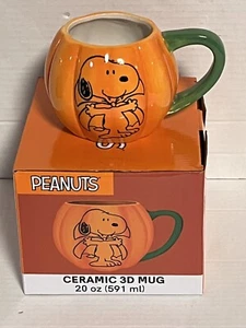 PEANUTS Halloween Vampire Snoopy Large Coffee Mug 20oz Ceramic 3D Orange NEW NIB - Picture 1 of 8