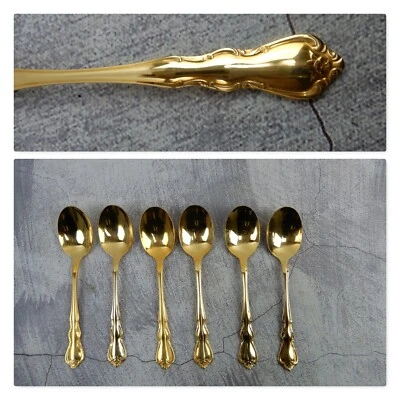 Set of 6 Wallace "Gold Discretion" Pattern Flatware Gold Electroplate Tea spoons Foto 1 de 4