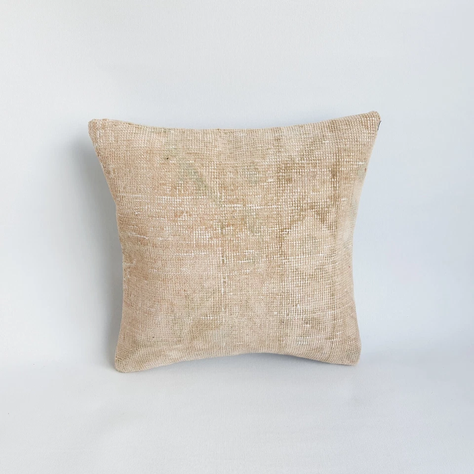 Ethnic  Oushak Carpet Rug Pillow Cover , 16x16 Anatolian Rug Pillow case - Image 1 of 4