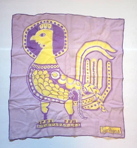 Vintage Designer Sant'Angelo Silk Scarf Purple and Yellow Bird Shear 21" x 22" - Picture 1 of 3