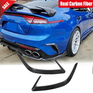 For Kia Stinger K8 2018-22 Real Carbon Fiber Rear Bumper Canards Fins Splitters - Picture 1 of 12