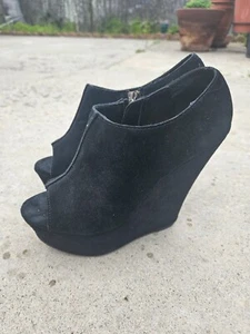 Womens Steve Madden Leather Peep Toe Bootie Platform Shoes Size 8 - Picture 1 of 4