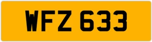 WFZ 633 W 3X3 DATELESS PRIVATE NUMBER PLATE WILL WIL WENDY WES WALT WAYNE WOLF - Picture 1 of 1