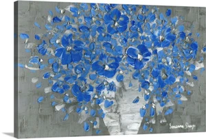Flowers Art Blue Abstract Wall Art Bouquet canvas PRINT by Susanna Shap - Picture 1 of 7