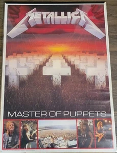 VINTAGE 1986 ORIGINALE METALLICA MASTER OF PUPPETS POSTER RARO 34" x 24" Gigante - Foto 1 di 5