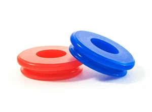 Paquete de 50 sellos de mano Glad de poliuretano rojo y azul doble labio MVP - Imagen 1 de 1