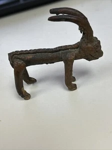 Antique Arabic Middle Eastern Bronze Buck or Goat 2” handmade Statue - Picture 1 of 9
