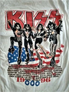 Rare Vintage KISS Band T Shirt L 1996 Concert Tour Live 90's Rock Single Stitch - Picture 1 of 5