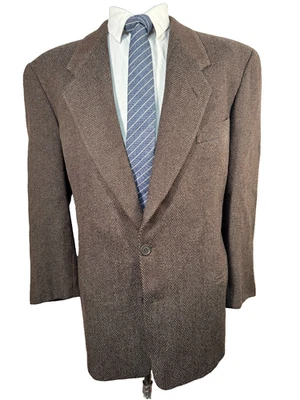 GIORGIO ARMANI Mens Brown HERRINGBONE ITALIAN Wool Sport Coat Blazer Jacket 41R - Image 1 of 4