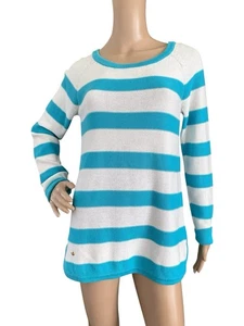 Lilly Pulitzer Paige Horizontal Striped Sweater Türkis Weiß Pullover Large - Bild 1 von 8