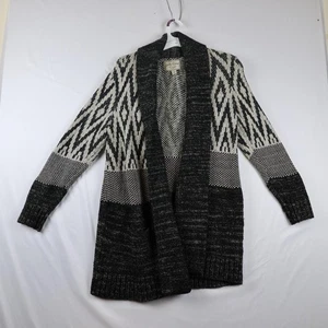 Lucky Brand Cardigan Sweater Womens 1X Patterned Wool Blend Long Open Front - Picture 1 of 10