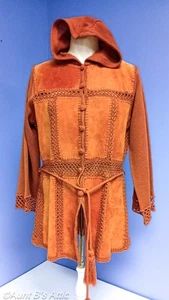 Suéter con Capucha De Colección Años 70 Damas Color Óxido Acrílico Tejido y Cuero Parche Trabajo Pequeño - Imagen 1 de 8