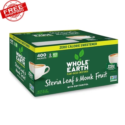 400 paquetes de edulcorante natural de hoja de stevia y fruta de monje TODA TIERRA sin calorías Foto 1 de 4