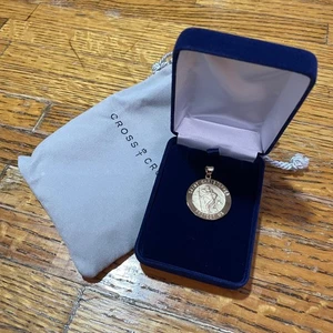 Cross+Crown Premium Double Bonded 14K Ornate Yellow Gold St Christopher Pendant - Picture 1 of 6