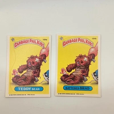 Garbage Pail Kids 164a Teddy Bear 164b Battered Brad Series 4 1986 Topps - Image 1 of 2