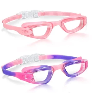 Kids Swim Goggles Pack of 2 Swimming Goggles for Children Boys & Girls Age 3-14 - Picture 1 of 7