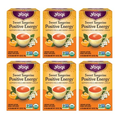 Té Yogi Sweet Tangerine Positive Energy - 16 bolsitas de té por paquete de 6 paquetes - original... Foto 1 de 4