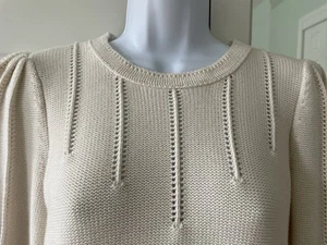 Ralph Lauren Black Label - Women's M- Puff Sleeve Sweater - Ivory Cream Cotton - Picture 1 of 13