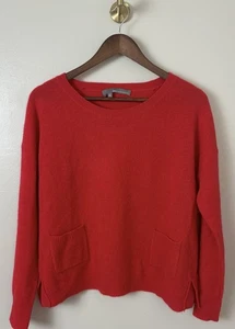 360 Cashmere Women’s Sweater Size Large Red Quiet Luxury Pockets Classic GUC - Picture 1 of 9
