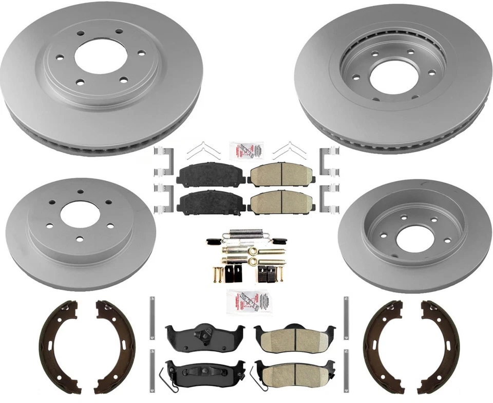 AmeriBRAKES Coated F&R Disc Brake Rotors Pads For 2008-2015 Nissan Armada - Image 1 of 4