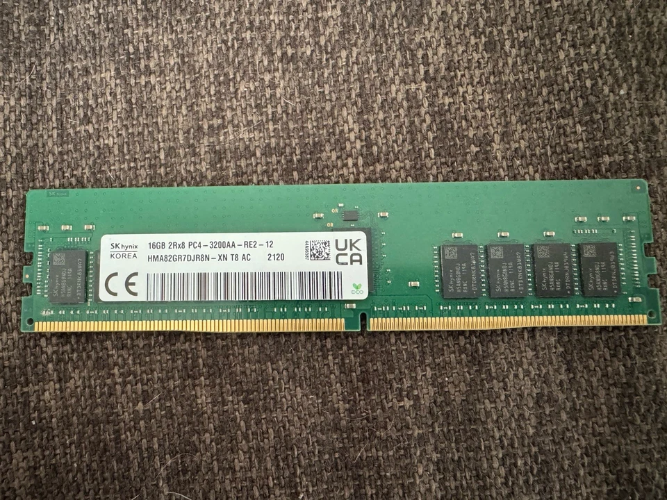 HYNIX 16GB (1X16GB) 2RX8 PC4-3200AA-RE2-12 DDR4 HMA82GR7CJR8N-XN SERVER RAM - Image 1 of 1