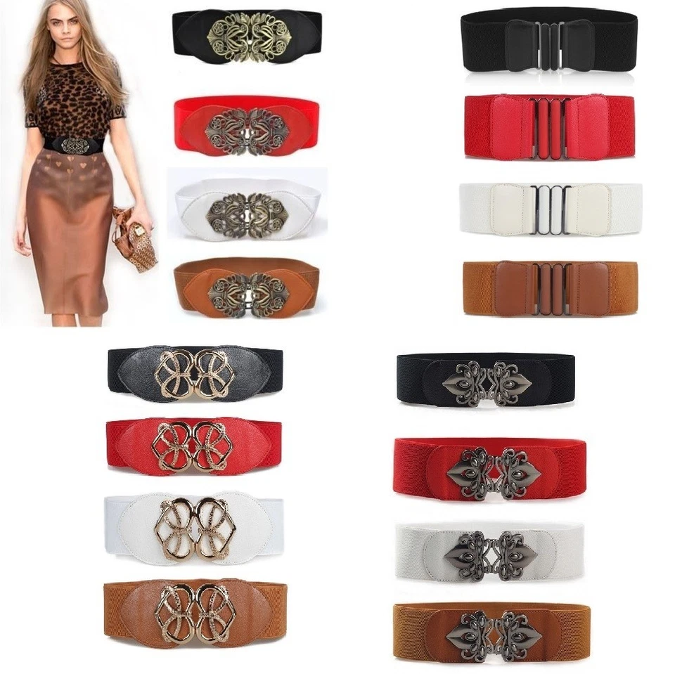 Women Ladies Wide Fashion Belt Women Black Cinch Waist Belt Elastic Stretch Gift - Image 1 of 1