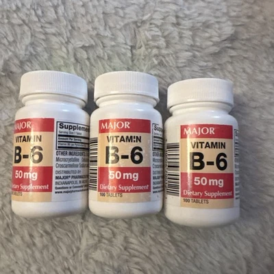Major VITAMINA B6 50mg 100 Comprimidos (Paquete de 3) Exp 06/2026 Foto 1 de 2