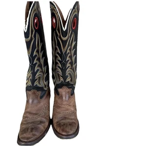 Tony Lama 3R Stiefel Herren Größe 10D Braun Schwarz Western Cowboy Genäht RR1002 Lesen - Bild 1 von 11