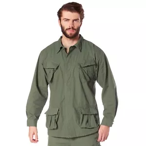 OD Green Vintage Military Rip-Stop Vietnam Era BDU Fatigue Shirt Fast Shipping - Picture 1 of 9